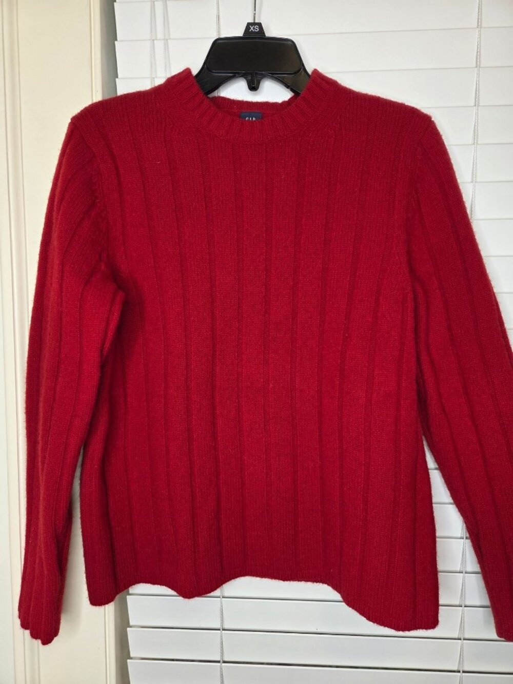 Womens Gap Red Ribbed Lambswool Sweater Crewneck S holiday preppy academia prep